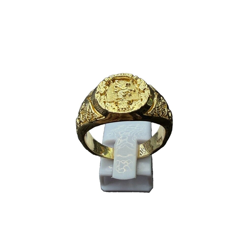 14k Gold Classic Royal Crest Nugget Ring Size 12 8.2 Grams